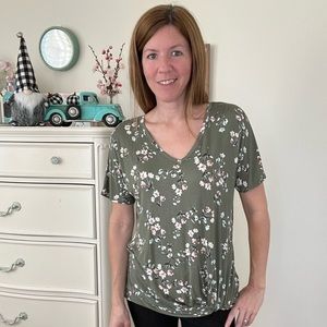 Maurices floral front knot top